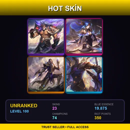 TR | Victorious Tryndamere | Victorious Sona | Victorious Lucian | Victorious Aatrox | 23 Skin | 74 Champ | Lv100
