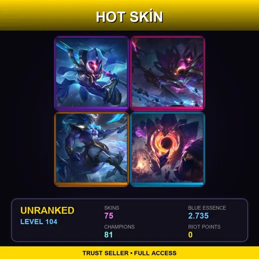 VN | Battle Academia Ezreal | Cosmic Blade Master Yi | Star Guardian Miss Fortune | Battle Academia Katarina | 75 Skin | 81 Champ | Lv104