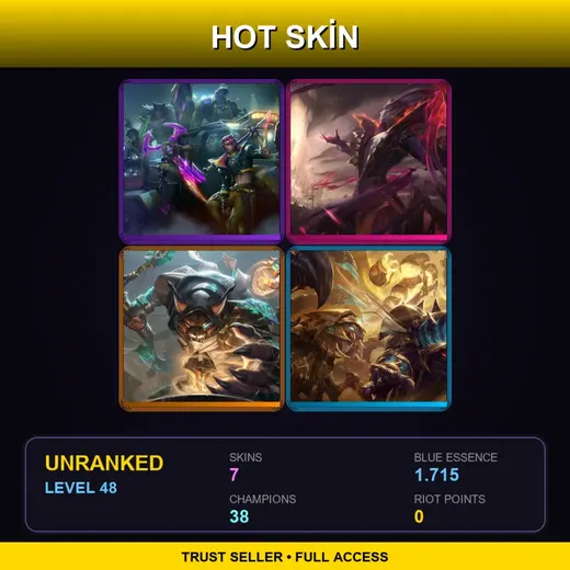 TR | HEARTSTEEL Kayn | Nightbringer Vladimir | Guardian of the Sands Ryze | Guardian of the Sands Rammus | 7 Skin | 38 Champ | Lv48