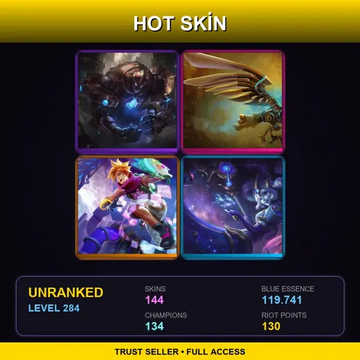 BR | Hextech Galio | Hextech Anivia | Battle Academia Caitlyn | Spirit Blossom Zyra | 144 Skin | 134 Champ | Lv284