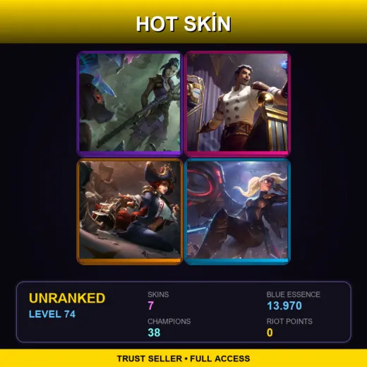LAS | Arcane Enforcer Caitlyn | Arcane Inventor Jayce | Waterloo Miss Fortune | Riot Kayle | 7 Skin | 38 Champ | Lv74