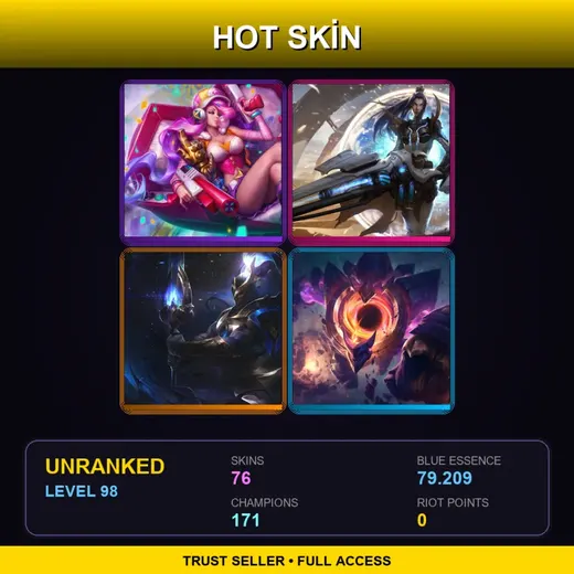 VN | Cosmic Defender Xin Zhao | High Noon Twitch | Dark Star Malphite | Arcade Miss Fortune | 76 Skin | 171 Champ | Lv98