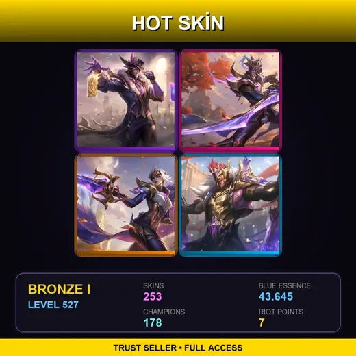 SG | Victorious Twisted Fate | Victorious Master Yi | Victorious Fiora | Victorious Draven | 253 Skin | 178 Champ | Bronze I | Lv527 — Immortal Journey Soraka
