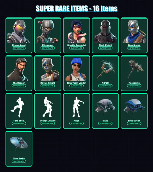 [PC/XBOX/PSN] | Rogue Agent | Elite Agent | Sparkle Specialist | Black Knight | Blue Squire | 70 skin | 63 pickaxe | 62 emote | 63 glider | Lv1129