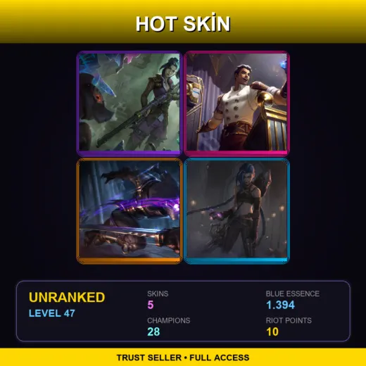 EUNE | Arcane Enforcer Caitlyn | Arcane Inventor Jayce | Assassin Master Yi | Arcane Enemy Jinx | 5 Skin | 28 Champ | Lv47