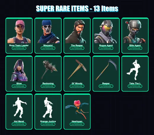 [SWITCH/XBOX/PSN/PC] | Rose Team Leader | Warpaint | The Reaper | Rogue Agent | Elite Agent | 98 skin | 56 pickaxe | 94 emote | 61 glider | Lv651