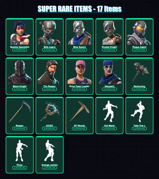 [PC/PSN] | Sparkle Specialist | Elite Agent | Blue Squire | Royale Knight | Rogue Agent | 111 skin | 94 pickaxe | 95 emote | 86 glider | Lv1166