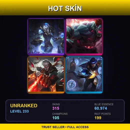 LAN | Cosmic Queen Ashe | Hextech Sion | Conqueror Varus | Pulsefire Twisted Fate | 315 Skin | 105 Champ | Lv233