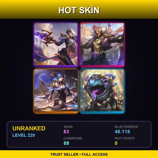 LAS | Victorious Fiora | Victorious Draven | Victorious Sona | Victorious Kog'Maw | 63 Skin | 89 Champ | Lv220