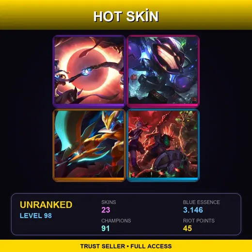 LAS | Cosmic Dusk Xayah | Battle Boss Ziggs | Super Galaxy Kindred | Zombie Nunu & Willump | 23 Skin | 91 Champ | Lv98