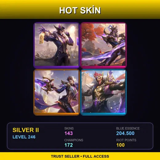SG | Victorious Twisted Fate | Victorious Master Yi | Victorious Fiora | Victorious Draven | 143 Skin | 172 Champ | Silver II | Lv246