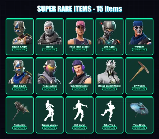 [PC/XBOX/PSN] | Royale Knight | Havoc | Rose Team Leader | Elite Agent | Warpaint | 147 skin | 197 pickaxe | 184 emote | 179 glider | Lv2167