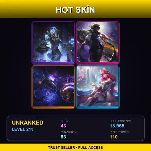 LAN | Prestige True Damage Senna | Spirit Blossom Ahri | Cosmic Queen Ashe | Dark Star Orianna | 43 Skin | 93 Champ | Lv213