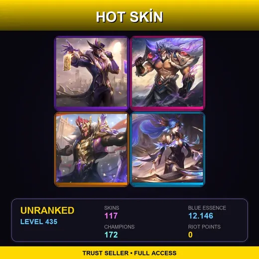 VN | Victorious Twisted Fate | Victorious Tryndamere | Victorious Draven | Victorious Sona | 117 Skin | 172 Champ | Lv435