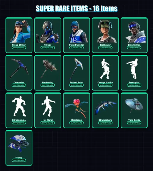 [PS4/PS5/XBOX/PC] | Cloud Striker | Trilogy | Point Patroller | Trailblazer | Blue Striker | 80 skin | 82 pickaxe | 83 emote | 97 glider | Lv1256