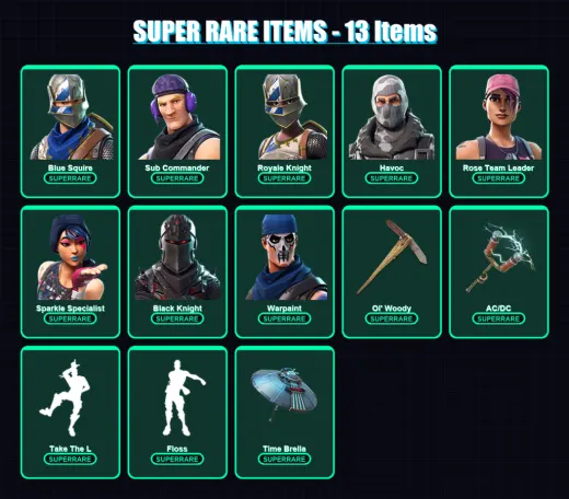 [PC/XBOX/PSN] | Blue Squire | Sub Commander | Royale Knight | Havoc | Rose Team Leader | 34 skin | 35 pickaxe | 32 emote | 42 glider | Lv466