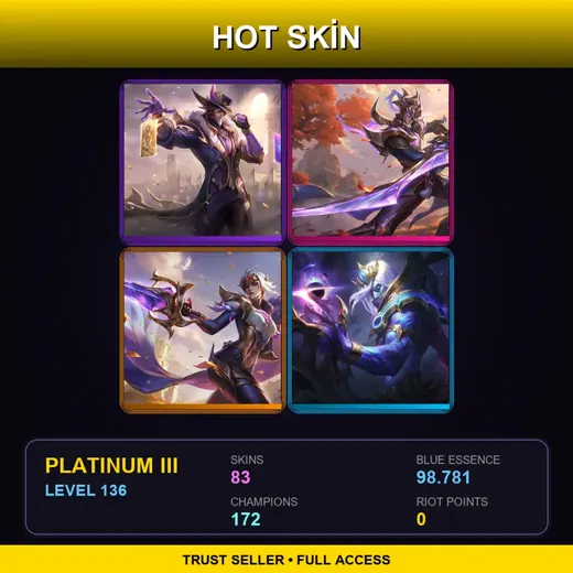 SG | Victorious Twisted Fate | Victorious Master Yi | Victorious Fiora | Battle Academia Caitlyn | 83 Skin | 172 Champ | Platinum III | Lv136