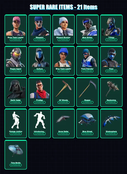[PS4/PS5/XBOX/PC] | Rose Team Leader | Warpaint | Blizzard Bomber | Blue Striker | Trilogy | 261 skin | 246 pickaxe | 203 emote | 168 glider | Lv232