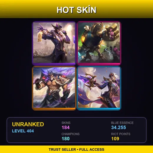LAS | Victorious Twisted Fate | Victorious Blitzcrank | Victorious Tryndamere | Victorious Fiora | 184 Skin | 180 Champ | Lv404