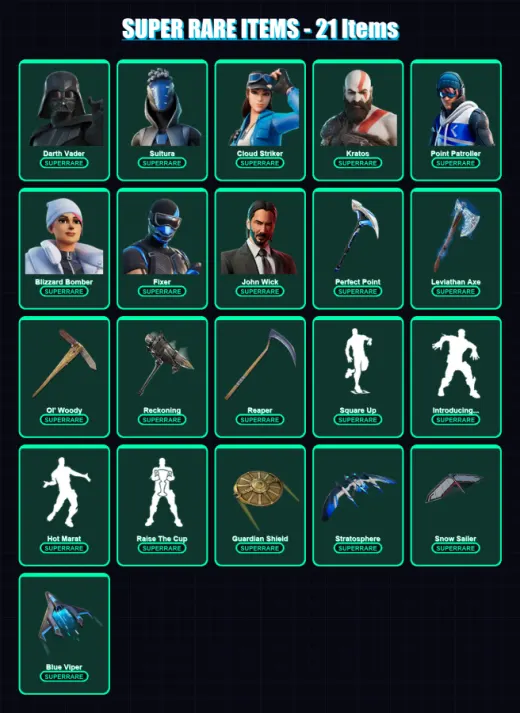 [PC] | Darth Vader | Sultura | Cloud Striker | Kratos | Point Patroller | 373 skin | 328 pickaxe | 306 emote | 221 glider | Lv3888