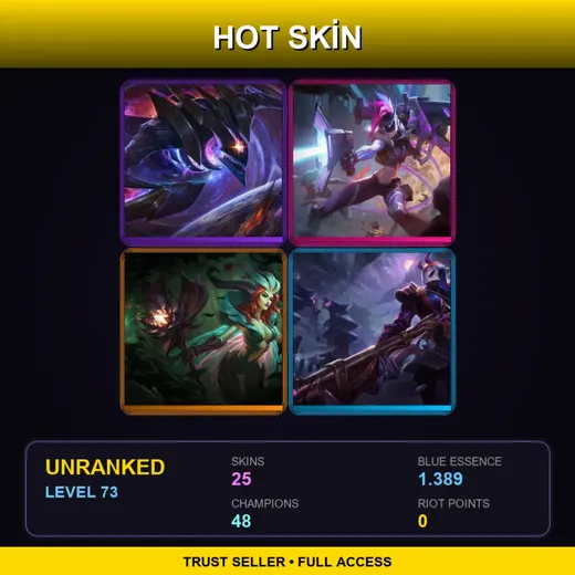 VN | PROJECT: Jinx | Elderwood LeBlanc | Dark Star Kha'Zix | Blood Moon Jhin | 25 Skin | 48 Champ | Lv73