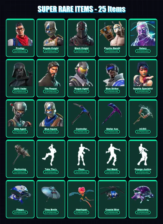 [PC/XBOX] | Prodigy | Royale Knight | Black Knight | Psycho Bandit | Galaxy | 91 skin | 73 pickaxe | 139 emote | 86 glider | Lv1151
