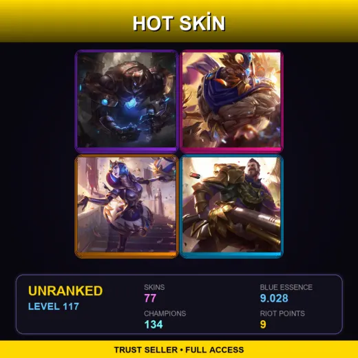 VN | Hextech Galio | Victorious Maokai | Victorious Orianna | Victorious Graves | 77 Skin | 134 Champ | Lv117