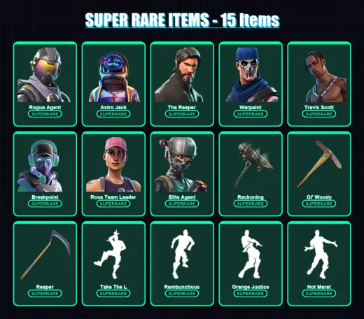 [PC] | Rogue Agent | Astro Jack | The Reaper | Warpaint | Travis Scott | 185 skin | 150 pickaxe | 139 emote | 118 glider | Lv2247
