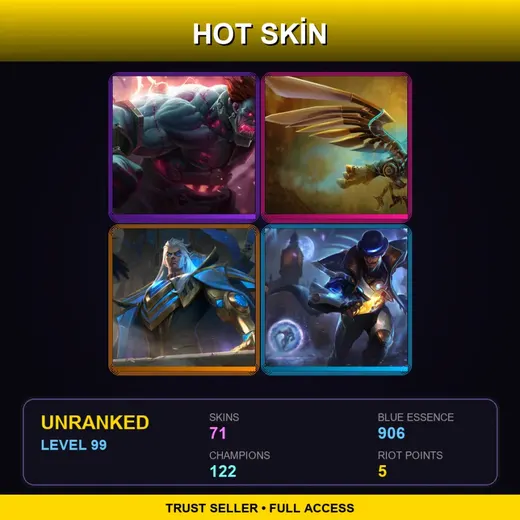 VN | Hextech Sion | Hextech Anivia | Hextech Swain | Pulsefire Twisted Fate | 71 Skin | 122 Champ | Lv99 — Pool Party Jarvan Iv