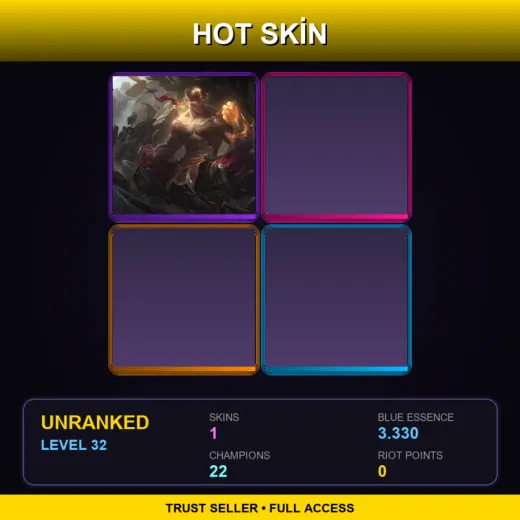 EUW | God Fist Lee Sin | 1 Skin | 22 Champ | Lv32