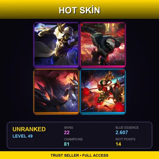 LAN | Cosmic Reaver Kassadin | PROJECT: Zed | Shadowfire Kindred | Firecracker Jinx | 22 Skin | 81 Champ | Lv49