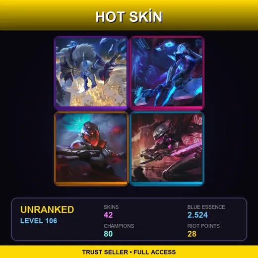 VN | PROJECT: Ashe | PROJECT: Akali | PROJECT: Fiora | Star Guardian Lulu | 42 Skin | 80 Champ | Lv106