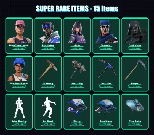 [PC/XBOX/PSN] | Rose Team Leader | Blue Striker | Glow | Warpaint | Darth Vader | 139 skin | 139 pickaxe | 115 emote | 138 glider | Lv1570