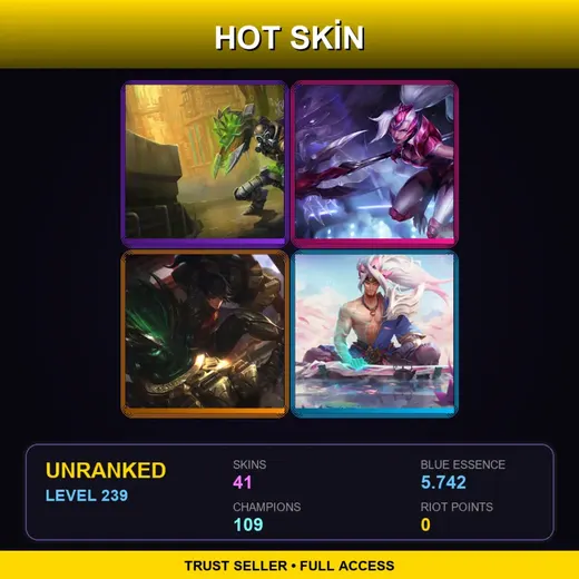 LAN | Hextech Singed | Challenger Nidalee | Spirit Blossom Yasuo | PROJECT: Vayne | 41 Skin | 109 Champ | Lv239