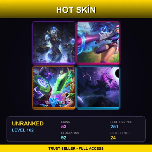 VN | Battle Academia Jayce | Spirit Blossom Kindred | PROJECT: Warwick | Cosmic Queen Ashe | 53 Skin | 92 Champ | Lv162