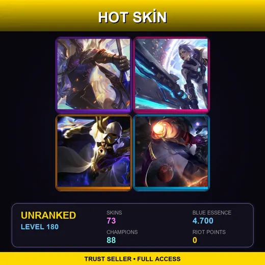 VN | Victorious Aatrox | Blood Moon Twisted Fate | Cosmic Reaver Kassadin | Spirit Blossom Kindred | 73 Skin | 88 Champ | Lv180