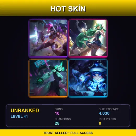 LAN | PROJECT: Jinx | Star Guardian Soraka | Program Soraka | Winter Wonder Lulu | 10 Skin | 28 Champ | Lv41