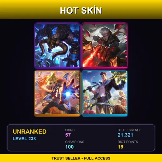 LAN | Hextech Alistar | Conqueror Varus | Battle Academia Ezreal | Battle Academia Jayce | 57 Skin | 100 Champ | Lv238