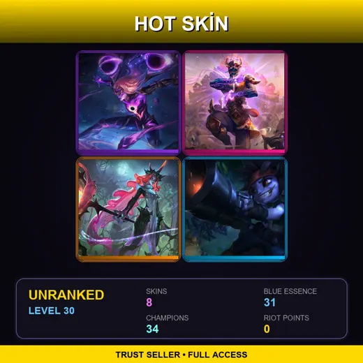 EUNE | Dark Star Kai'Sa | Three Honors Malzahar | Flora Fatalis Soraka | Guerilla Tristana | 8 Skin | 34 Champ | Lv30 — Guerilla Tristana