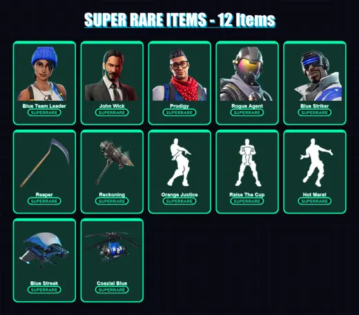 [PS4/PS5/XBOX/PC] | Blue Team Leader | John Wick | Prodigy | Rogue Agent | Blue Striker | 85 skin | 50 pickaxe | 86 emote | 55 glider | Lv724