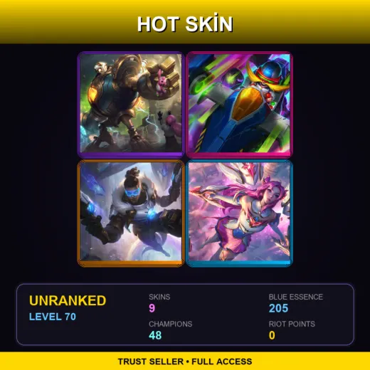BR | Victorious Blitzcrank | Arcade Corki | Pulsefire Lucian | Star Guardian Kai'Sa | 9 Skin | 48 Champ | Lv70