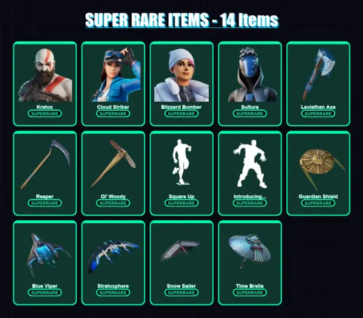 [PC] | Kratos | Cloud Striker | Blizzard Bomber | Sultura | Mandalorian | 90 skin | 143 pickaxe | 113 emote | 108 glider | Lv1797