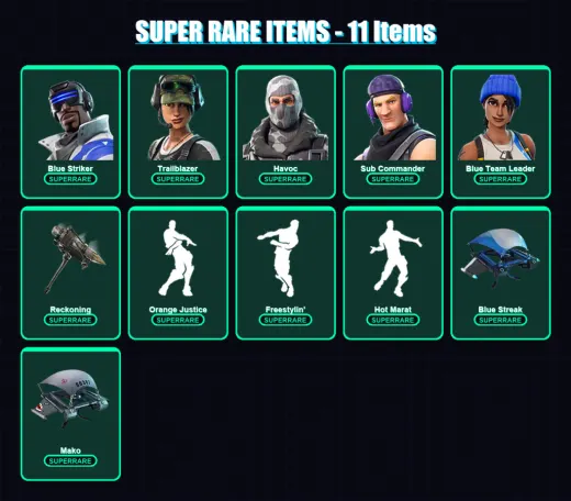 [PC/XBOX] | Blue Striker | Trailblazer | Havoc | Sub Commander | Blue Team Leader | 47 skin | 41 pickaxe | 53 emote | 51 glider | Lv606