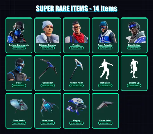 [PC/XBOX] | Carbon Commando | Blizzard Bomber | Prodigy | Point Patroller | Blue Striker | 123 skin | 169 pickaxe | 127 emote | 147 glider | Lv1698