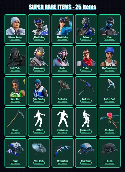 [PC/XBOX] | Blizzard Bomber | Blue Striker | Cloud Striker | Trilogy | Fixer | 192 skin | 249 pickaxe | 175 emote | 200 glider | Lv4837