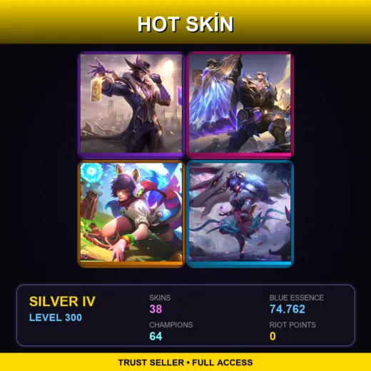 LAS | Victorious Twisted Fate | Victorious Braum | Arcade Ahri | Spirit Blossom Kindred | 38 Skin | 64 Champ | Silver IV | Lv300