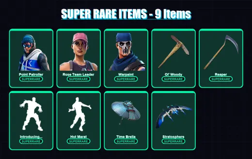 [PC/XBOX/PSN] | Point Patroller | Rose Team Leader | Warpaint | Blackheart | Deadpool | 84 skin | 95 pickaxe | 93 emote | 85 glider | Lv1591
