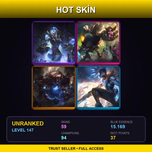 LAN | Cosmic Queen Ashe | Victorious Blitzcrank | Hextech Galio | Pulsefire Ekko | 59 Skin | 94 Champ | Lv147