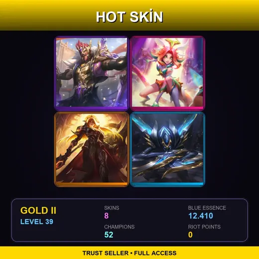 EUW | Victorious Draven | Star Guardian Neeko | Solar Eclipse Leona | Worlds 2018 Kha'Zix | 8 Skin | 52 Champ | Gold II | Lv39