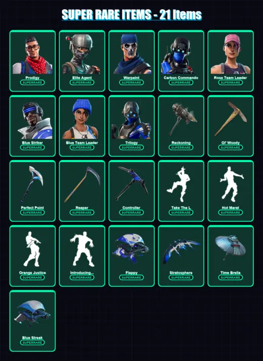 [PC/XBOX/PSN] | Prodigy | Elite Agent | Warpaint | Carbon Commando | Rose Team Leader | 236 skin | 255 pickaxe | 181 emote | 216 glider | Lv3024